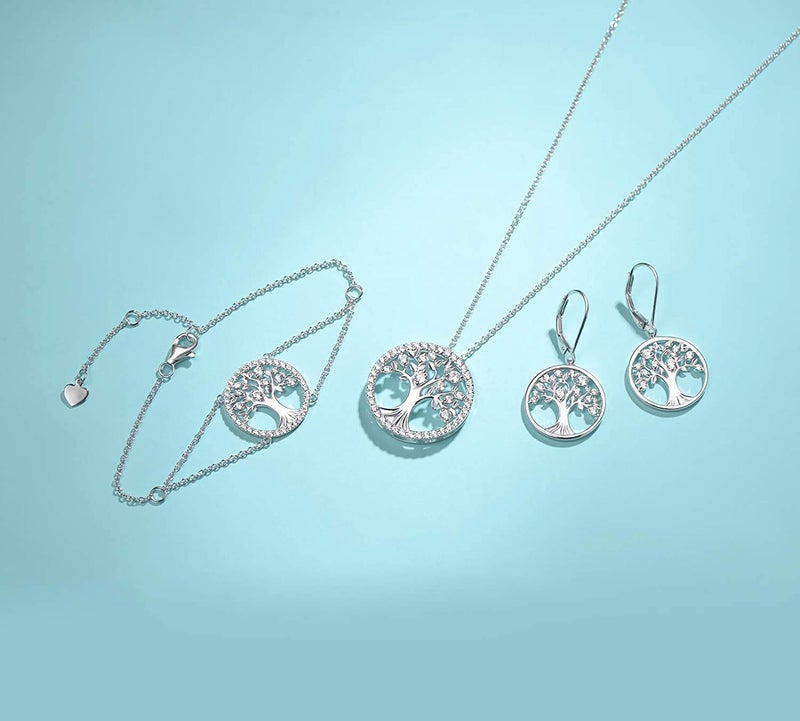 Agvana Sterling Silver Tree of Life Earrings for Women Cubic Zirconia CZ Family Tree Leverback Dangle Drop Earrings Anniversary Birthday Gifts for Women Women Grandma Wife Her - Image 5